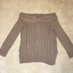 Off the shoulder taupe sweater